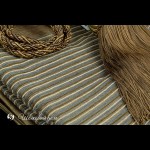 Шелковые шторы из сетки в табачную полоску с металлической нитью